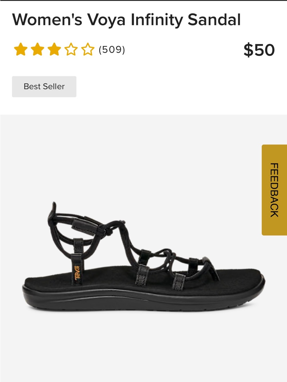 Teva Voya Infinity Sandal — Women's Black
